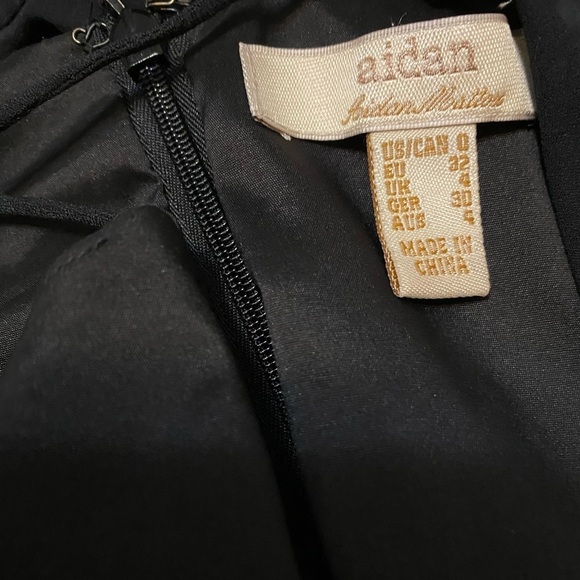 Aidan Mattox / Black Tiered Fringed Georgette-paneled Crepe Mini halter Dress 0 - Picture 5 of 6